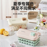 Double-Layer Ice Cube Tray with Press-Type Ice Maker, Food-Grade Storage Box with Lid and Scoop, Large Capacity for Refrigerator