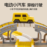 Kids Electric Track Train Toy Set with Car Models for Boys, Educational Racing Game Gift for Ages 3+