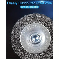 Hex Shank Wire Brush Set for Drill, Stainless Steel Rust Removal and Polishing