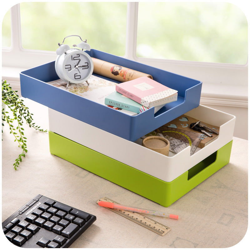 Stackable A4 Paper Storage Box with Lid, Durable ABS Desktop File Organizer and Jewelry Container
