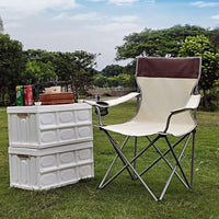 Outdoor Folding High-Back Fishing Chair with Armrests for Camping Picnic Beach Park