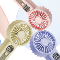 Portable USB Rechargeable Handheld Fan with Lanyard for Outdoor Use