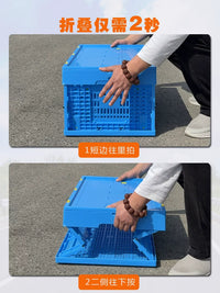Foldable Plastic Storage Crate with Lid - Ventilated, Stackable, for Fruits, Vegetables, and General Storage