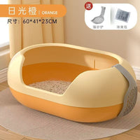 Large Semi-Enclosed Cat Litter Box with High Sides and Odor Control