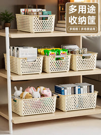 Home Storage Baskets Plastic Kitchen Cabinet Organizer Bins for Snacks Toys Dorm Desktop