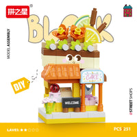 Mini Street View Building Blocks Cafe Flower Ice Cream Shop Model Educational Toy