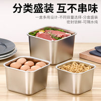 304 Stainless Steel Square Food Storage Container for Restaurant, Kitchen, Camping, and Refrigeration