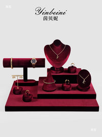 Velvet Jewelry Display Stands for Countertop, Bracelet, Necklace, Ring, and Earring Organizer