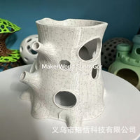 3D Printed Hollow Tree Stump Aquarium Ornament Fish Shrimp Hideout Decor