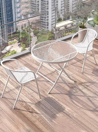 Outdoor Patio Bistro Set with Folding Glass Table and 2 Chairs