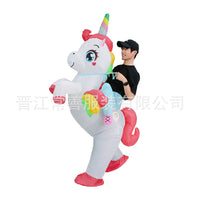 Inflatable Rainbow Unicorn Rider Costume for Halloween & Parties