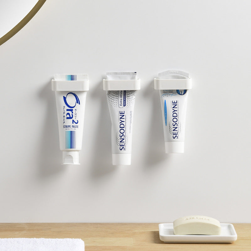 Minimalist Punch-Free Bathroom Wall-Mounted Toothpaste and Facial Cleanser Holder Clip