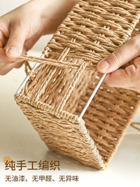 Hand-Woven Rattan Storage Basket for Keys, Remote Controls, Snacks, and Fruit
