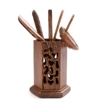 Ebony Tea Ceremony Six Gentlemen Set with Wooden Storage Box