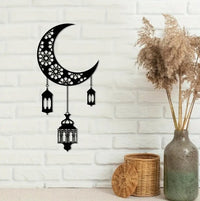 Creative Metal Moon Lantern Wall Hanging Decor for Living Room Bedroom