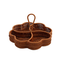 Heart-Shaped Woven Storage Basket with Handle, Divided Snack & Dried Fruit Organizer