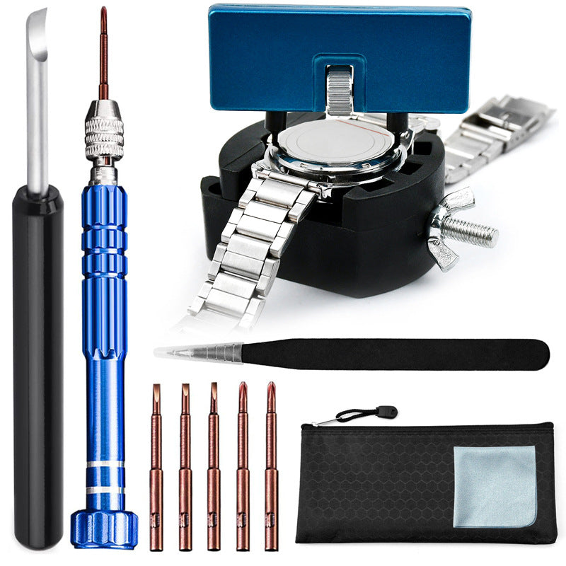 Watch Repair Tool Kit with Case Opener Holder for Back Cover Removal
