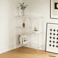 Acrylic 4-Tier Square Side Table Transparent Nightstand Decor Corner Table