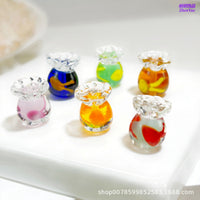 Glass Transparent Fish Tank Charm for DIY Bracelets and Phone Chains