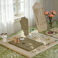 Jewelry Display Stand Beige Velvet Necklace Ring Holder Showcase Prop