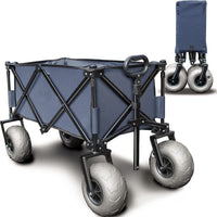Outdoor Camping Cart with Quick-Release Inflatable Wheels, All-Terrain Foldable Tactical Table