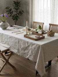 Japanese Wabi-Sabi Style Cotton Linen Tablecloth Solid Color Minimalist Chinese Nordic Fabric Table Cloth for Dining Table and Coffee Table