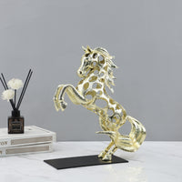Nordic Creative Metal Plated Hollow Horse Dinosaur Sculpture for Home Office Decor