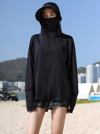 Women's UPF 50+ UV Protection Sun Protection Jacket with Detachable Brim, Ice Silk Breathable Fabric