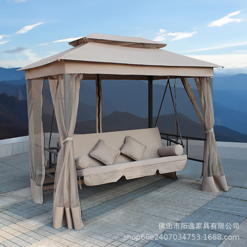 Outdoor Waterproof Sun-proof Swing Chair with Canopy for Patio Garden Balcony Villa