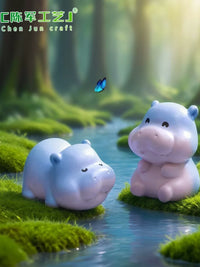 Miniature Hippo Figurines for DIY Micro Landscape Decor