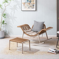 Outdoor Rattan Rocking Chair with Cushions for Living Room Balcony Garden
