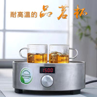 Heat-Resistant Borosilicate Glass Teacups with Colored Handles, Chinese Kung Fu Tea Set