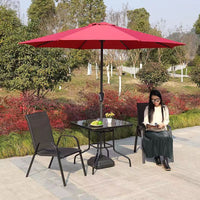 Outdoor Wicker Patio Dining Set with Umbrella, Iron Frame Garden Furniture
