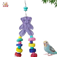 Bird Loofah Chew Toy with Colorful Bear Balls for Cage Decoration and Play
