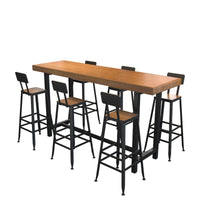 Nordic Solid Wood Bar Table with Iron Frame, Tall Pub Table for Home, Cafe, or Restaurant