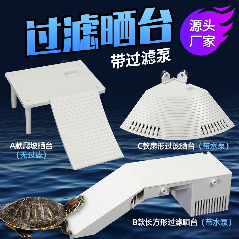 Turtle Basking Platform with Filter and Ramp for Aquarium