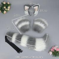 Plush Animal Ear Headband and Tail Set for Cosplay