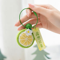 Hand-Woven Christmas Fruit Keychain Bag Charm - Apple, Persimmon, Lemon, Avocado