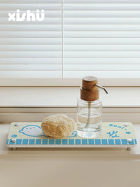 Diatomaceous Earth Absorbent Mat for Bathroom Vanity and Sink, Cartoon Seal Design