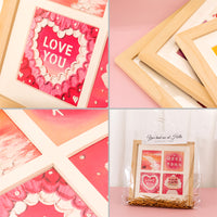 Oil Painting Style Four-Grid DIY Finished Painting, Happy Birthday, Newlywed Warm Gift, Oil Painting Photo Frame, Tabletop Small Greeting Card