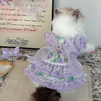 Pet Purple Rose Romantic Sling Dress for Cats and Dogs