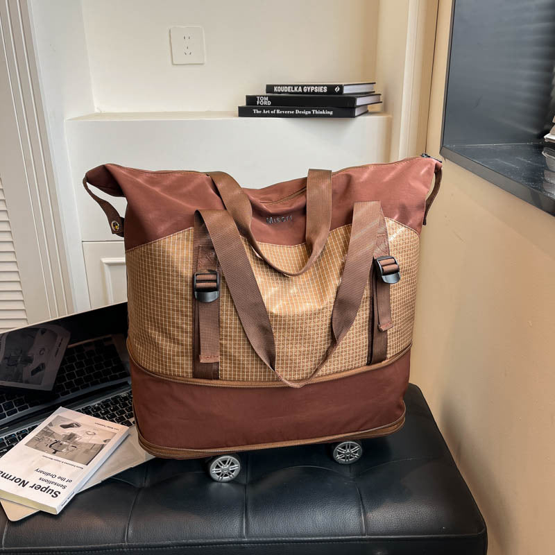 Foldable Lightweight Travel Duffel Bag with Wheels - Large Capacity Rolling Luggage for Easy Storage and Transport