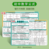 Junior High School Chemistry Physics Math Formulas & Knowledge Quick Reference Cards