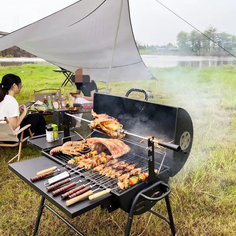 WMESUN Outdoor Charcoal Grill with Lid, American-Style Texas Smoker for Home Patio