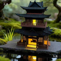 Miniature Ancient Chinese Architecture Resin Ornaments for Aquariums and Micro Landscapes