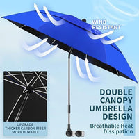 Double-Layer Vented Beach Clamp Umbrella with 360-Degree Swivel for Chair, Camping, Fishing