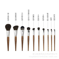 Huali Daiya 10-Piece Makeup Brush Set with Round Head Blush Brush and Tongue-shaped Foundation Brush