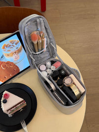 Large Capacity Travel Cosmetic Bag with Compartments, Portable Toiletry Handbag for Business Trips