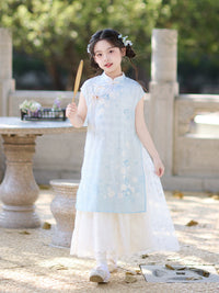 Girls' Chinese Hanfu Qipao Dress Summer New Style Thin Cheongsam for Kids