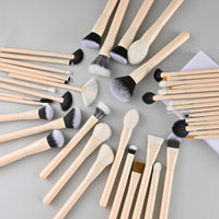 42-Piece Morandi Color Makeup Brush Set with Wooden Handles